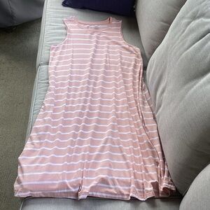 Pink and White Striped Sleeveless Dress
